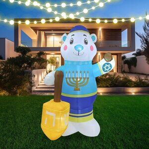 8FT Hanukkah Bear Inflatable Outdoor Holiday Decoration for Lawn Patio Deck